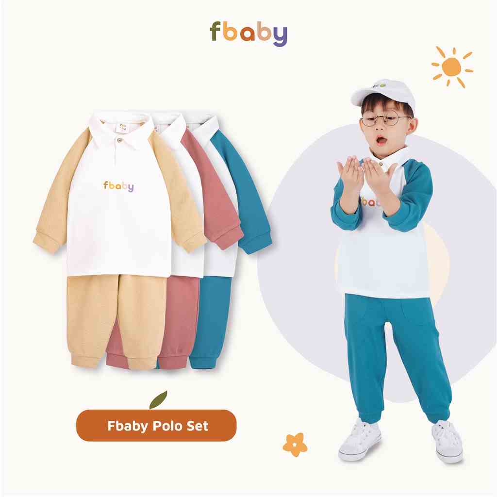 Bộ polo bé trai phối màu logo Fbaby FB010