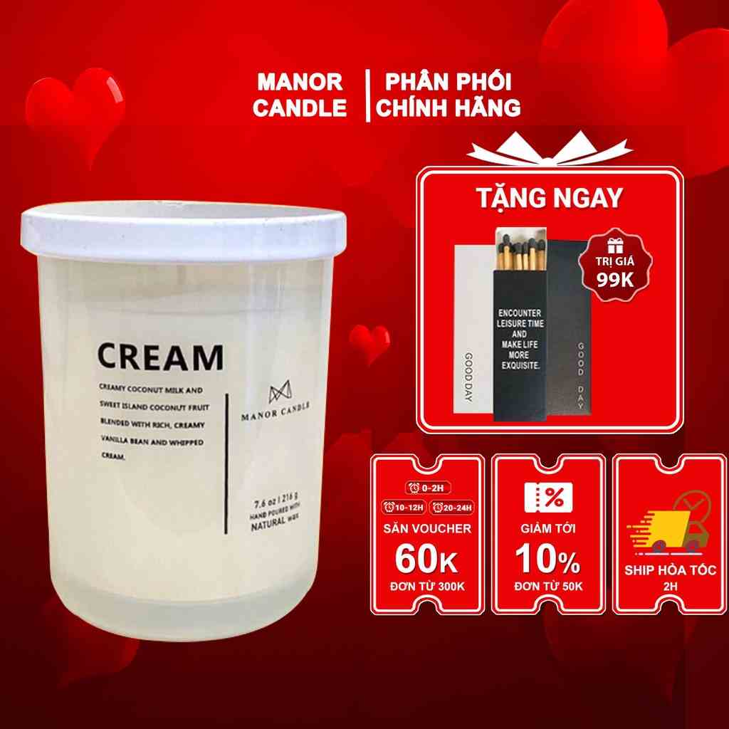 Nến Thơm Cream Hương Sữa Dừa Vanilla, Manor Candle