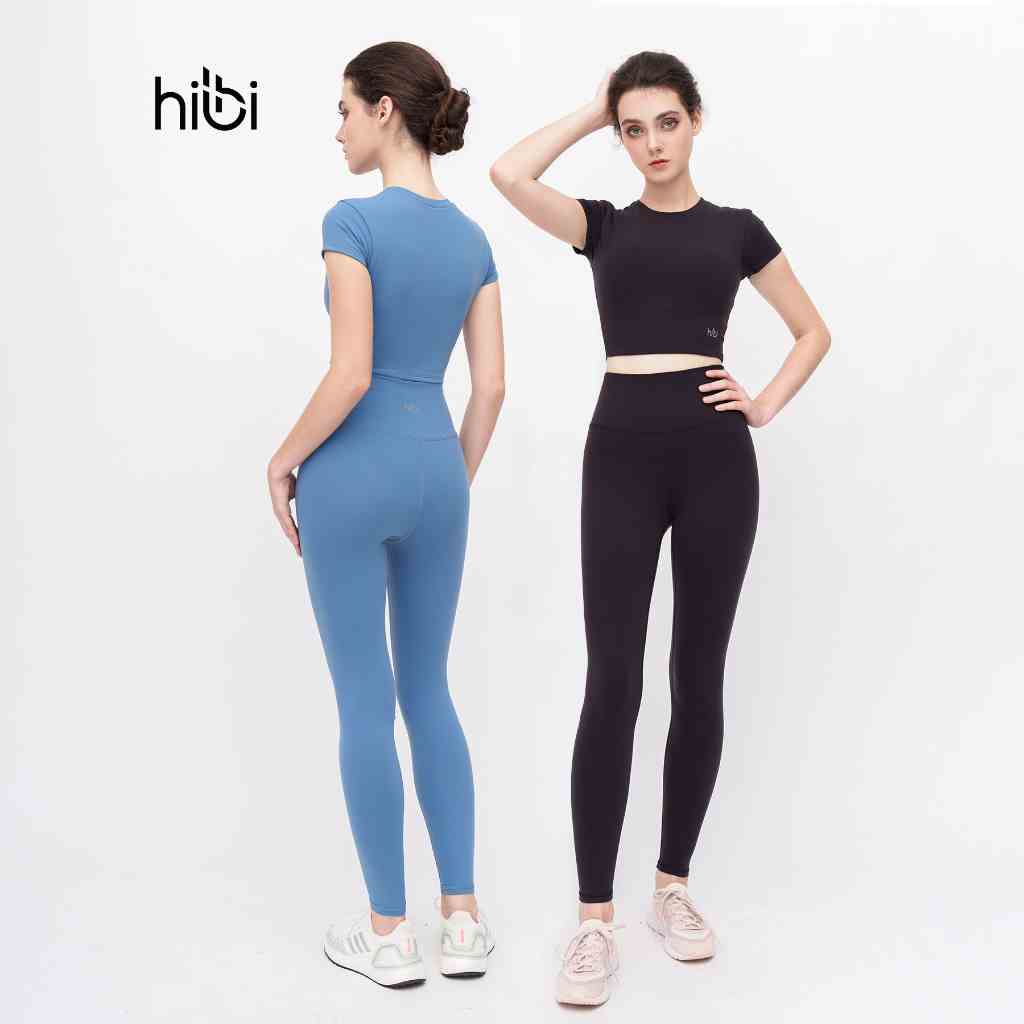 Set Đồ Tập Yoga Gym Hibi Sports H147 Size Mới, Áo Croptop Có Tay Kèm Mút Ngực, Quần Lưng Cao Tôn Dáng, Chất Vải Hi Fabri