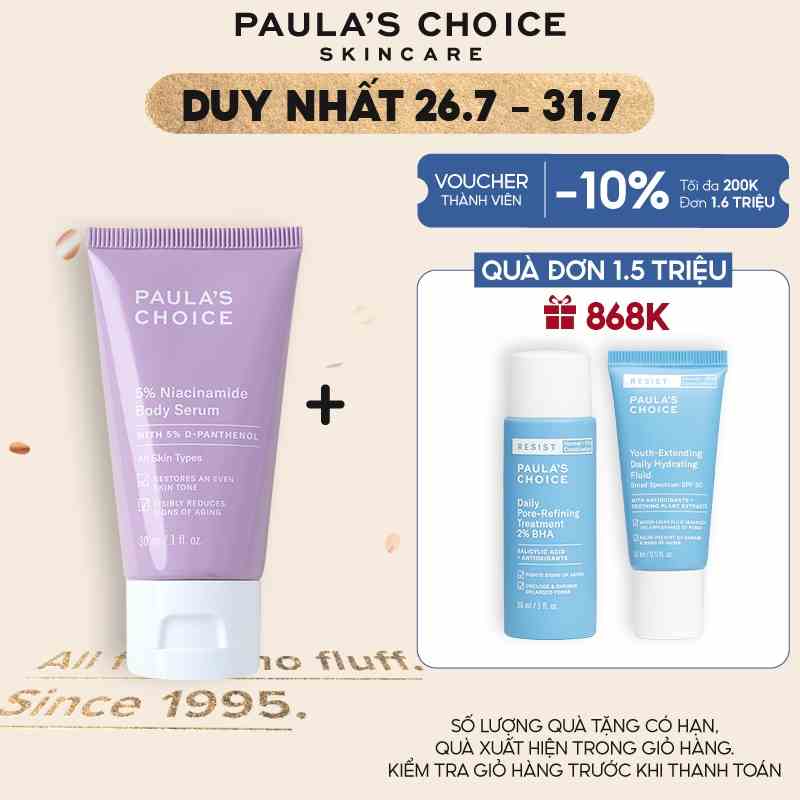 Tinh chất làm sáng và phục hồi da cơ thể Paula’s Choice 5% Niacinamide Body Serum 30ml 5817