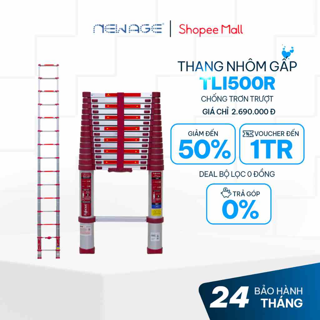 Thang rút nhôm Nhập Khẩu 3,8m - 4,4m - 5m gấp gọn Nhật Bản FUJIHOME