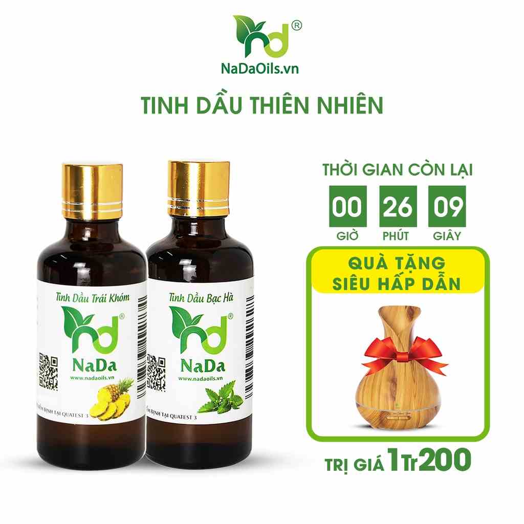 Combo 2 chai tinh dầu Khóm - Bạc Hà, thơm phòng NaDa Oils 100ml - D.i.ệ.t k.h.u.ẩ.n, Làm Thơm Phòng, Khử Mùi