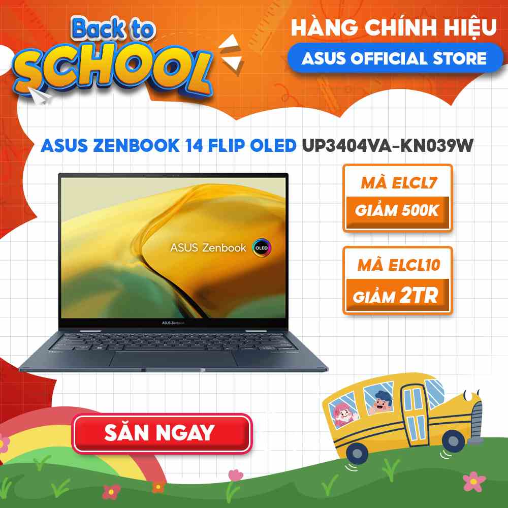 [Mã ELLAP4 giảm 400K] Laptop ASUS ZenBook 14 Flip OLED UP3404VA-KN039W i7-1360P | 16GB | 512GB | 14 WQXGA+