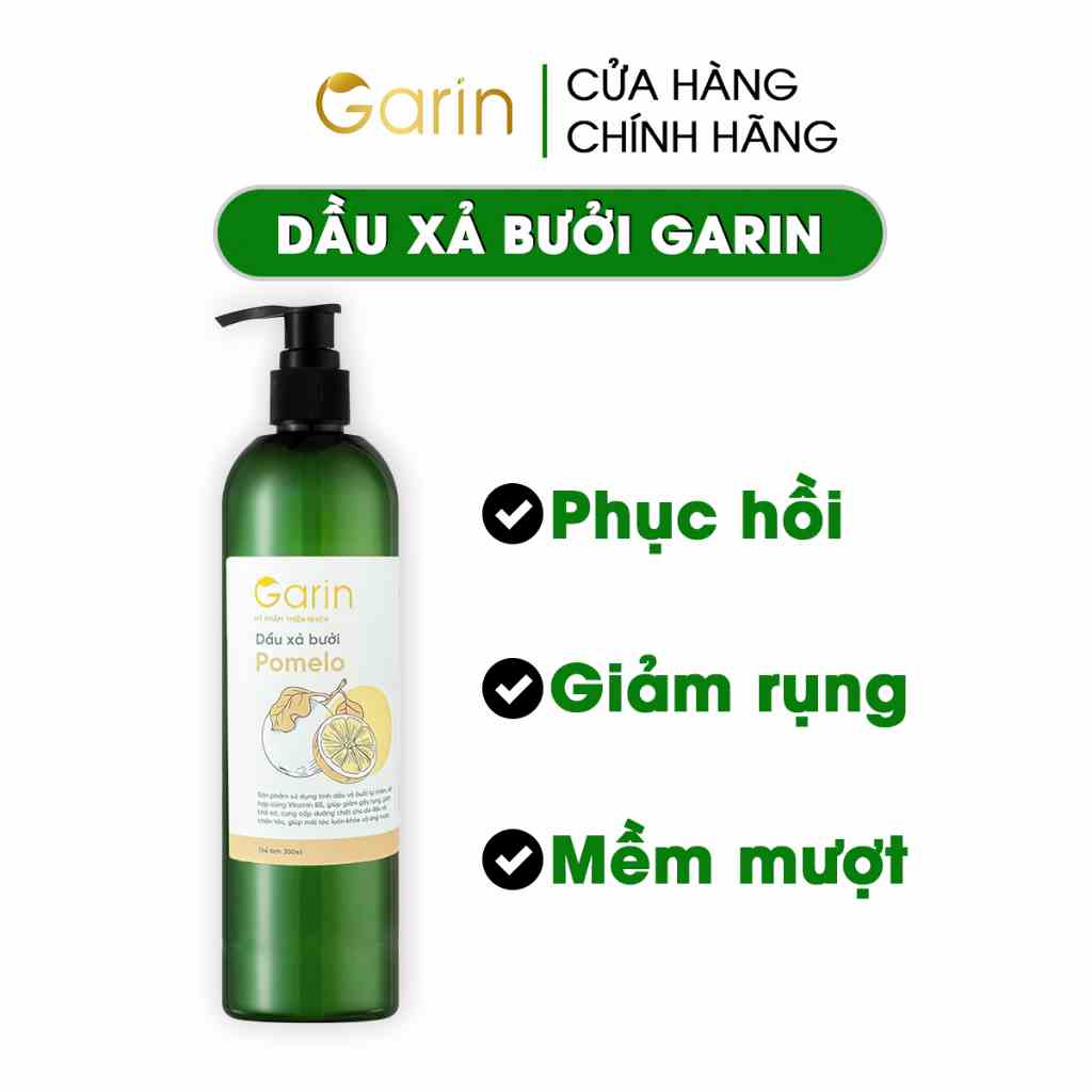 Dầu xả bưởi suôn mượt tóc pomelo GARIN 300ml phục hồi hư tổn cho tóc chắc khỏe óng ả mềm mại