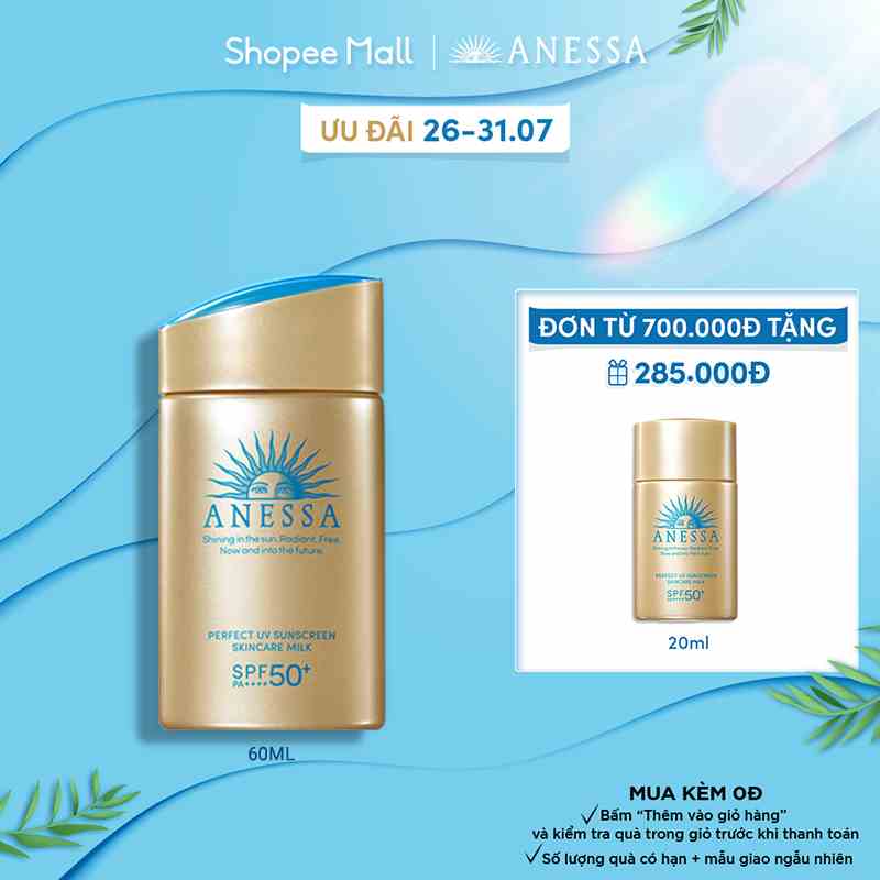 Sữa chống nắng bảo vệ hoàn hảo Anessa Perfect UV Sunscreen Skincare Milk 60ml