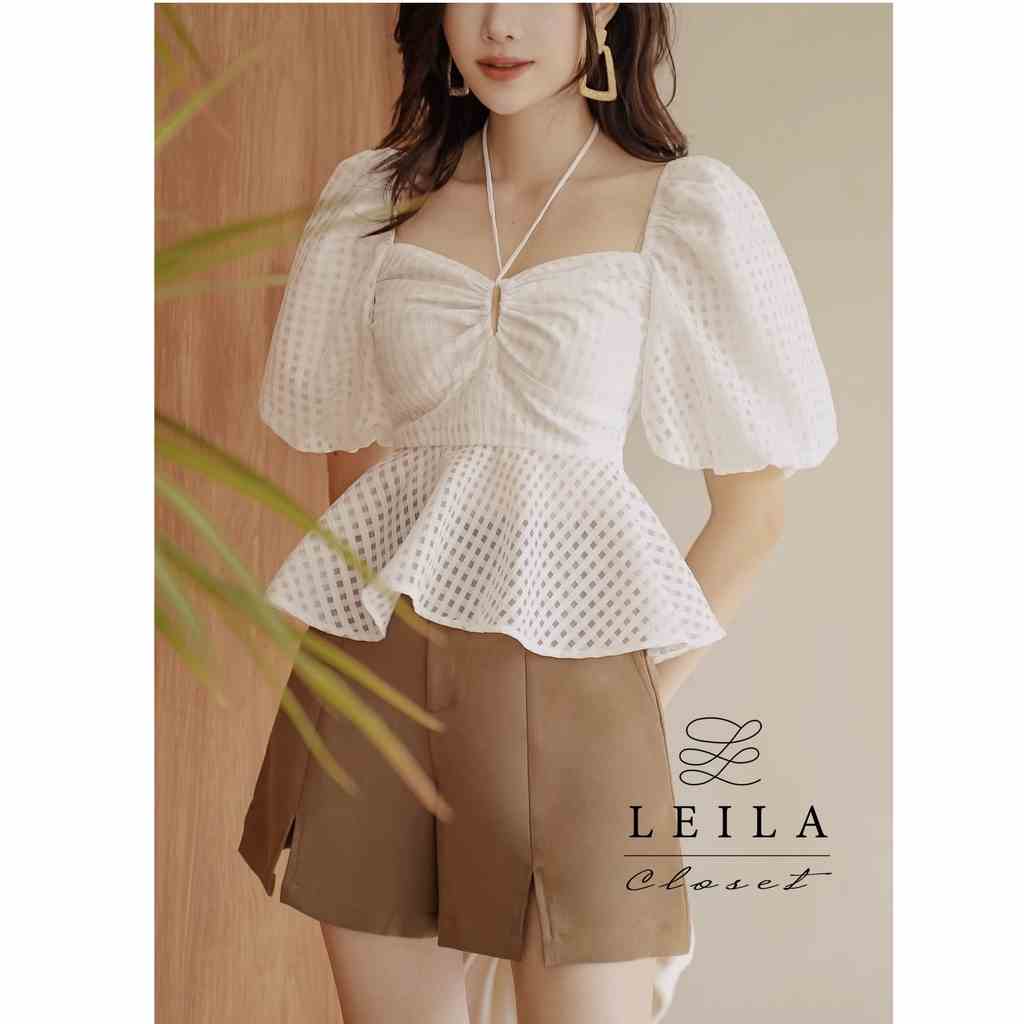 Quần Jena xẻ đùi nâu đậm- Leila closet