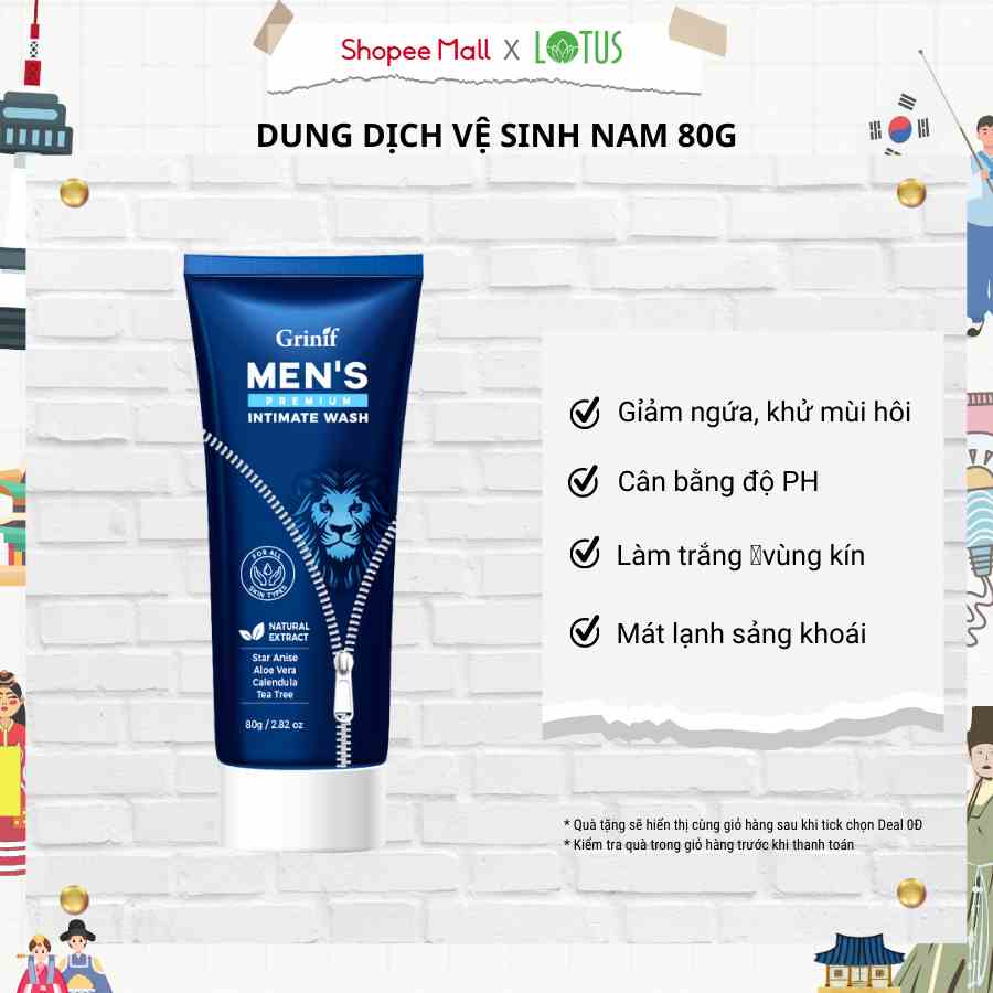 Dung dịch vệ sinh nam giới Hàn Quốc Grinif Mens Premium Intimate Wash 80g