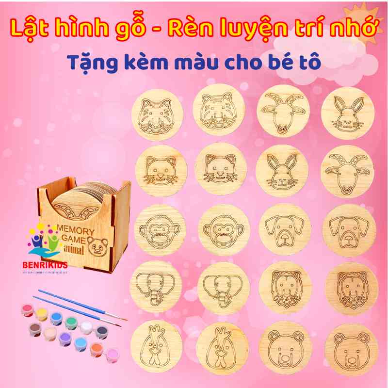 [Mã BMLT35 giảm đến 35K] Bộ Lật Hình Tìm Cặp Giống Nhau 12 Chủ Đề Khác Nhau Bằng Gỗ Benrikids Giúp Bé Rèn Luyện Trí Nhớ