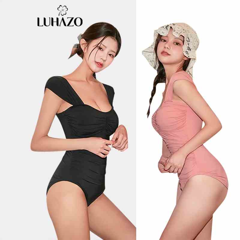 Bikini liền thân 1 mảnh che bụng bánh bèo LUHAZO đi biển kín đáo sexy Hàn Quốc nâng ngực 2388 DK6T401