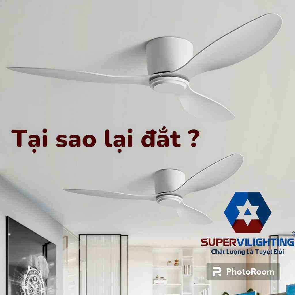 Quạt trần đèn led trang trí nhà cửa chung cư có đèn SuperVilighting QTRAN-416KD Kích thước cánh 1.32m Hàng chính hãng