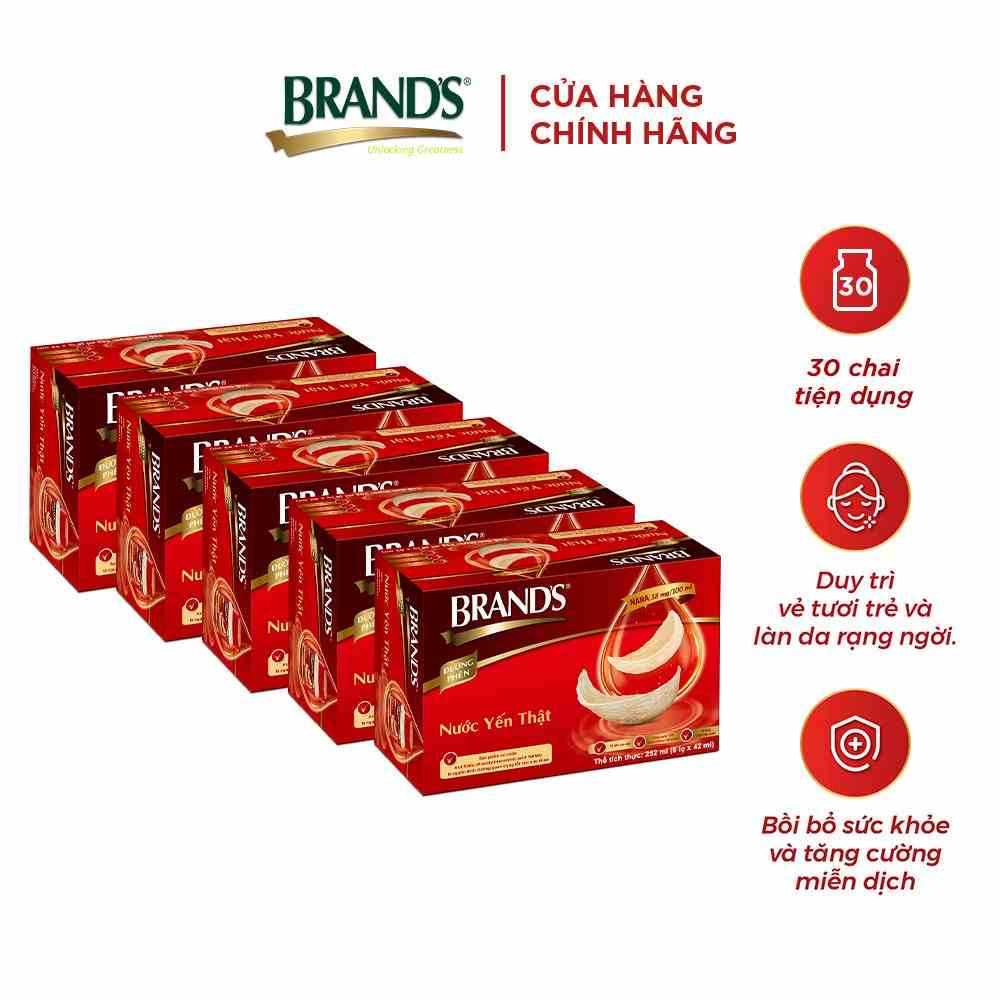 [Mã BMLTB200 giảm đến 100K đơn 499K] Combo 5 nước yến thật BRANDS đường phèn (42 ml x 30 lọ)