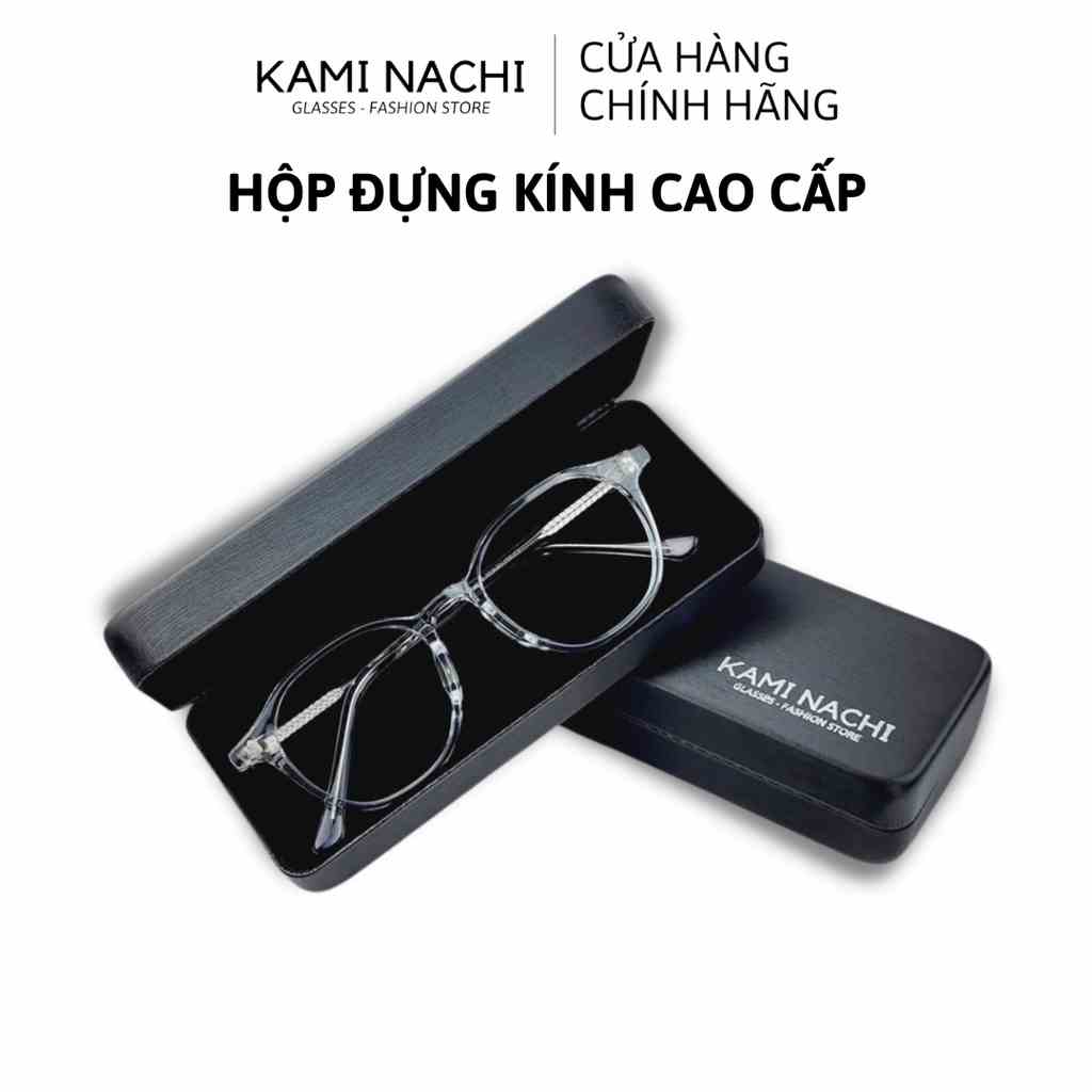 Hộp đựng mắt kính cao cấp chất liệu da xước sang trọng màu đen KAMI NACHI