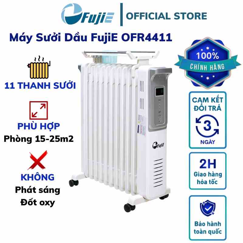 Máy sưởi dầu FujiE OFR4411 máy sưởi ấm không khô da - không đốt oxy - 11 thanh sưởi - Hàng nhập khẩu chính hãng