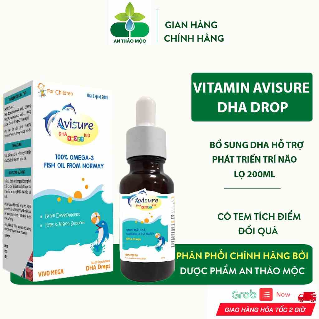 Siro Nhỏ Giọt Avisure Dha Smart Kids Giúp Bé Phát Triển Trí Não Thị Lực Toàn Diện.Chai 20ml