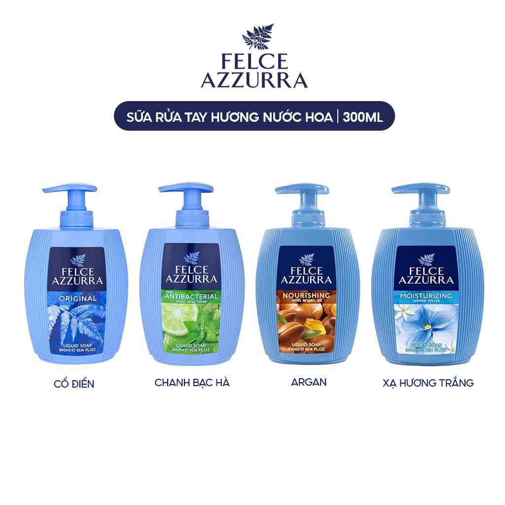 Sữa Rửa Tay FELCE AZZURRA Hương Nước Hoa, Xuất Xứ Ý 4 Mùi Lựa Chọn 300ml