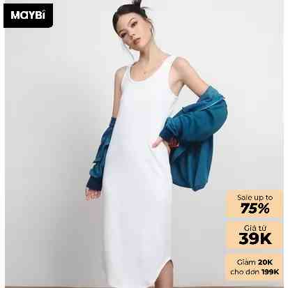 Đầm Maybi midi suông thun không tay