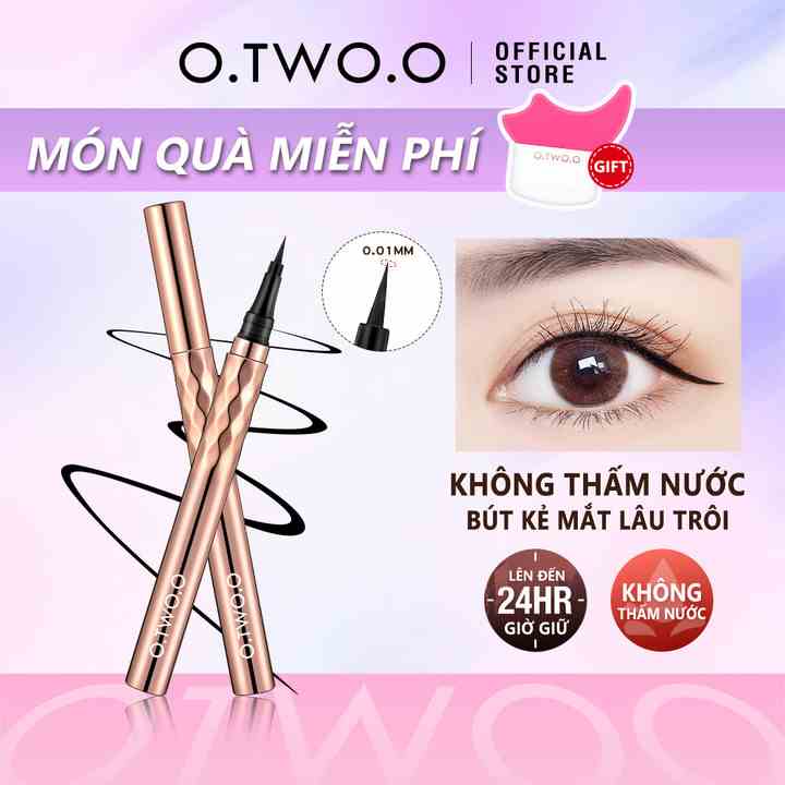 Bút Kẻ Mắt O.TWO.O Màu Đen Chống Nước Lâu Phai Thiết Kế Vỏ Bút Thêu Họa Tiết Vàng Kim Đẹp