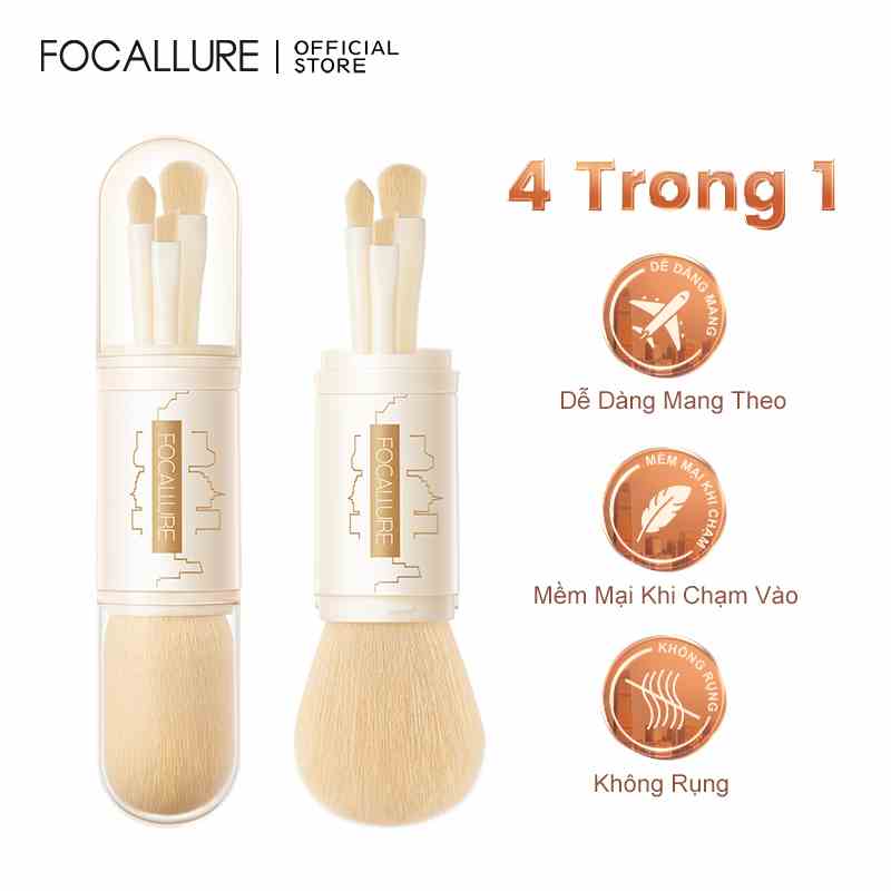 Hộp 4 cây cọ trang điểm FOCALLURE hai đầu chuyên nghiệp 48.5g