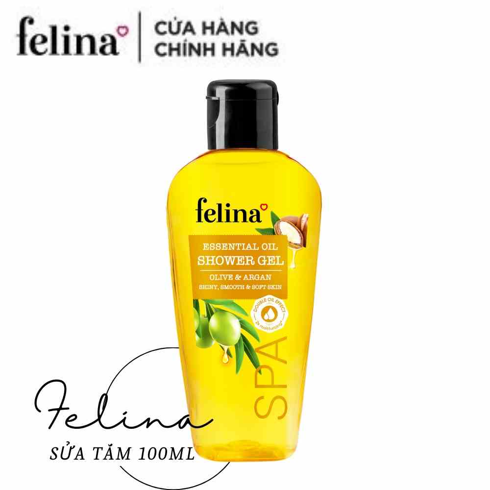 [HB GIFT] Sữa Tắm Dưỡng Thể Dạng Gel Felina Home Spa 100ml tinh dầu Oliu & Argan dưỡng ẩm giúp da mềm mịn gấp 2 lần