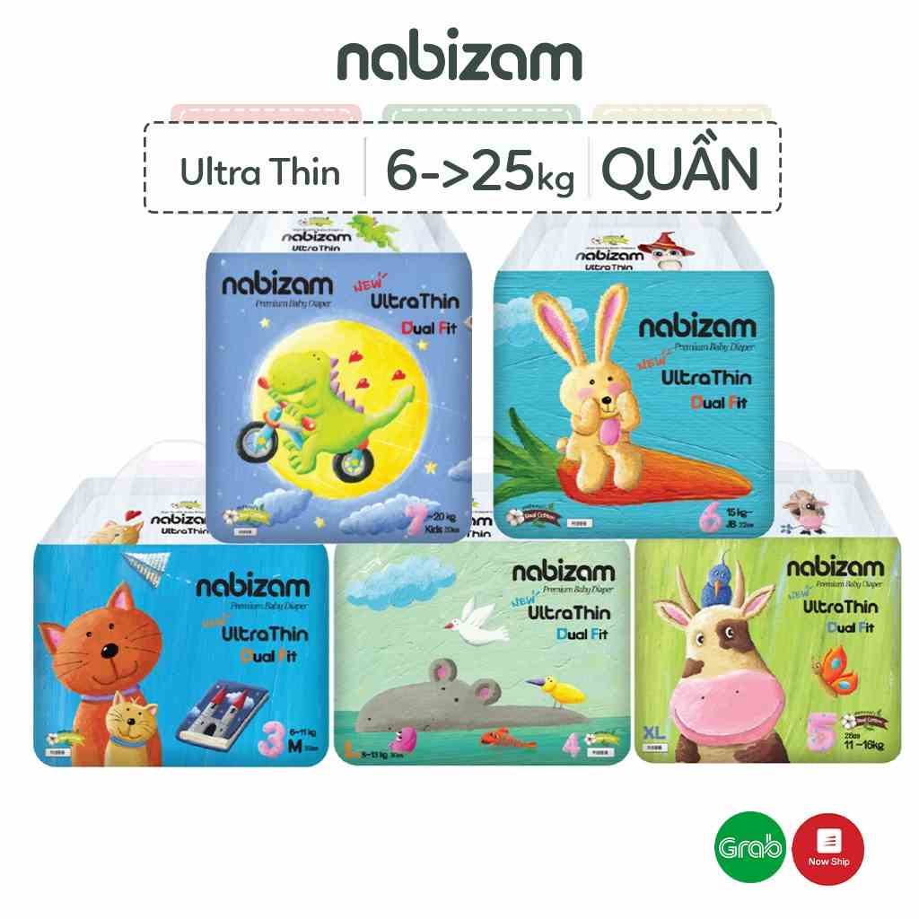 Combo 3 Tã/Bỉm Quần NABIZAM Ultra Thin Nội Địa Hàn, Mềm Mại, Mỏng Nhẹ An Toàn Cho Bé, Đủ Size Cho Bé Từ 6-25kg