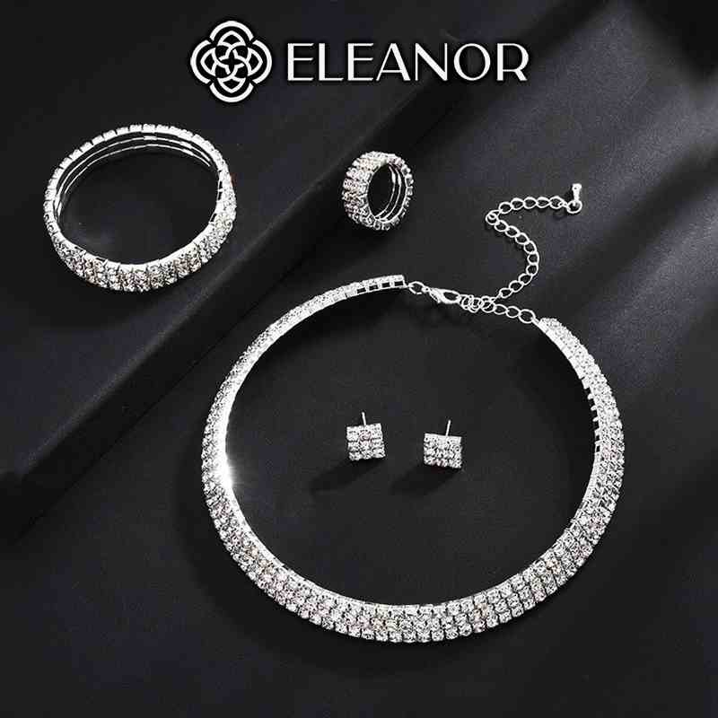 Dây chuyền vòng tay bông tai nhẫn nữ Eleanor Accessories bộ trang sức đính đá phụ kiện trang sức 4812