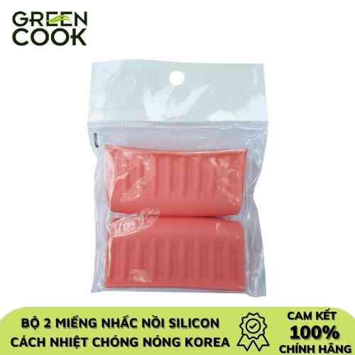 [Mã BMLTA35 giảm đến 35K đơn 99K] Bộ 2 miếng nhấc nồi silicon Green Cook GCSH01 cách nhiệt chống nóng màu hồng