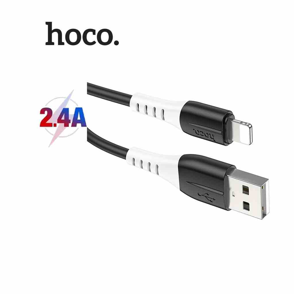 [Mã BMLTA35 giảm đến 35K đơn 99K] Cáp sạc X82 sạc nhanh 2.4A Hoco dây silicone cao cấp dài 1M cho 6/7/8 ( Đen )