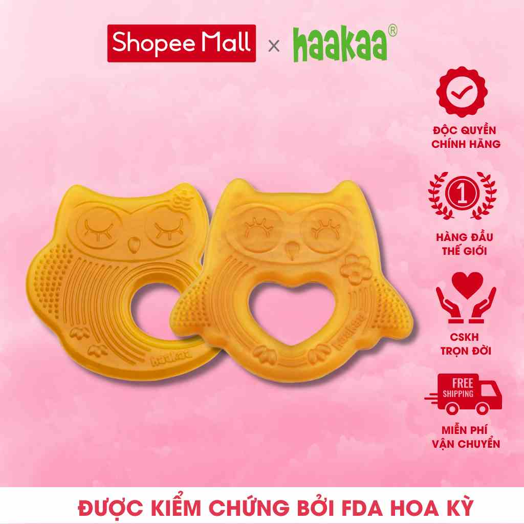 Gặm nướu cho bé hình chim cú Haakaa. Chất liệu silicone cao cấp, an toàn cho bé. Không chứa BPA, PVC và phthalate