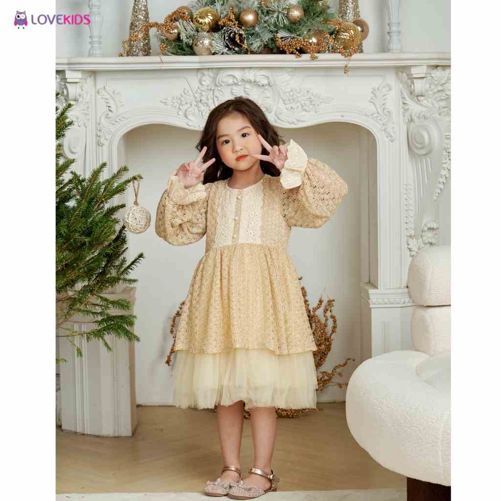 [Mã BMLTA35 giảm đến 35K đơn 99K] Đầm công chúa ren hoạ tiết - Lovekids