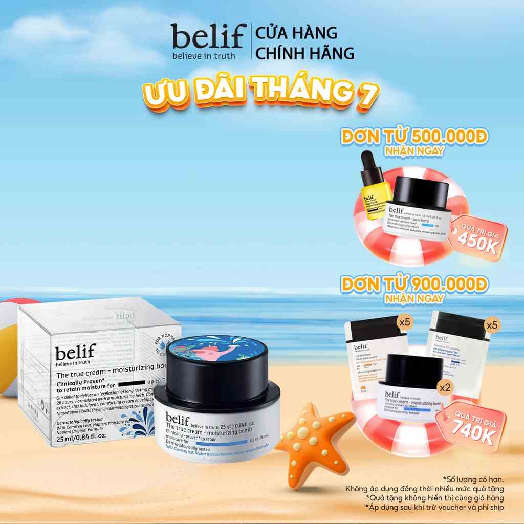 Kem cấp ẩm suốt 26 giờ Belif The True Cream Moisturizing Bomb - Phiên Bản Tiện Lợi 25ml