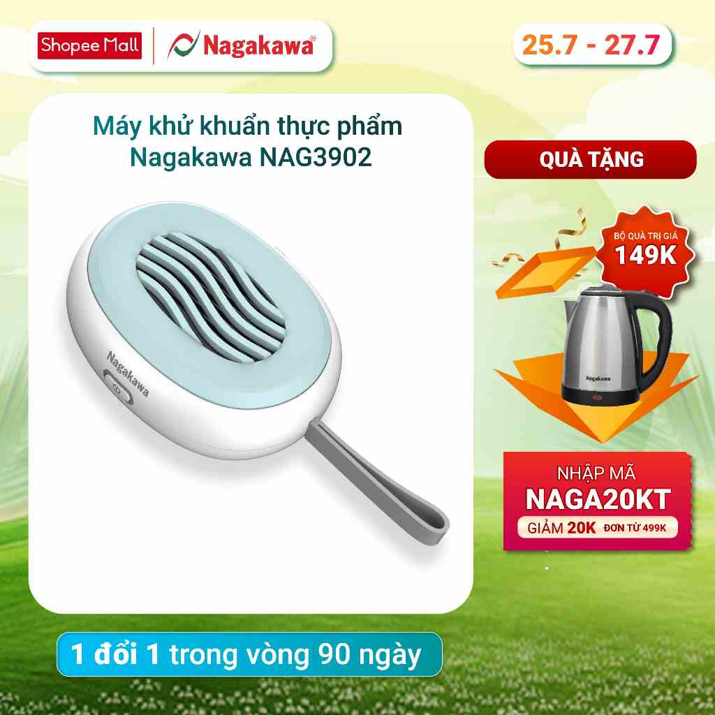 Máy khử khuẩn thực phẩm cầm tay Nagakawa NAG3902 - Công nghệ Hydroxyl - Bảo hành 1 năm