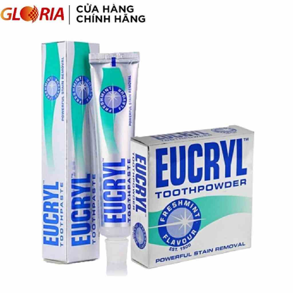 Combo Kem đánh răng Eucryl 62g + Bột tẩy trắng răng Eucryl 50g