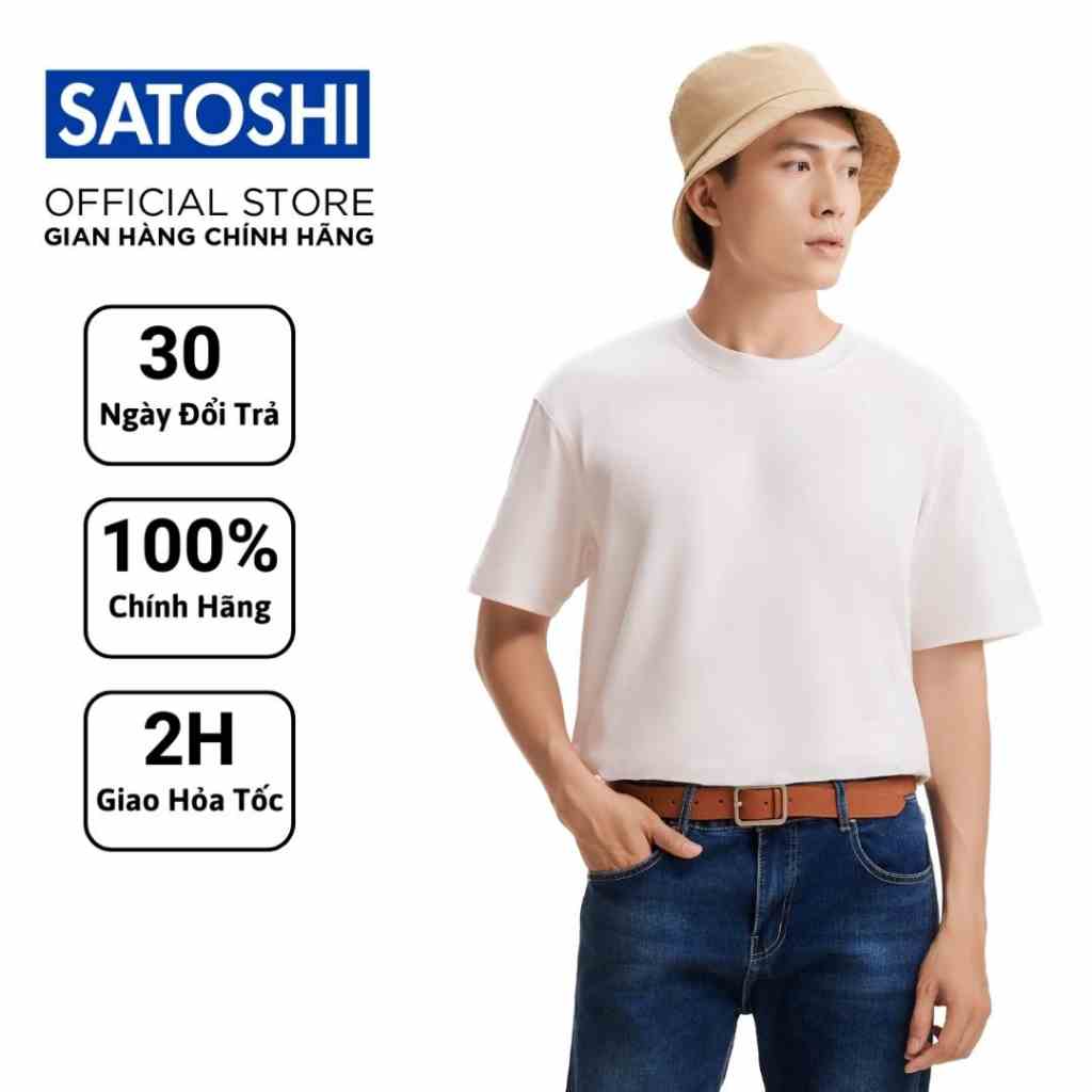 Áo thun nam Satoshi SATS104 tay ngắn chất cotton cổ tròn in hình nổi form vừa thoải mái thấm hút mồ hôi