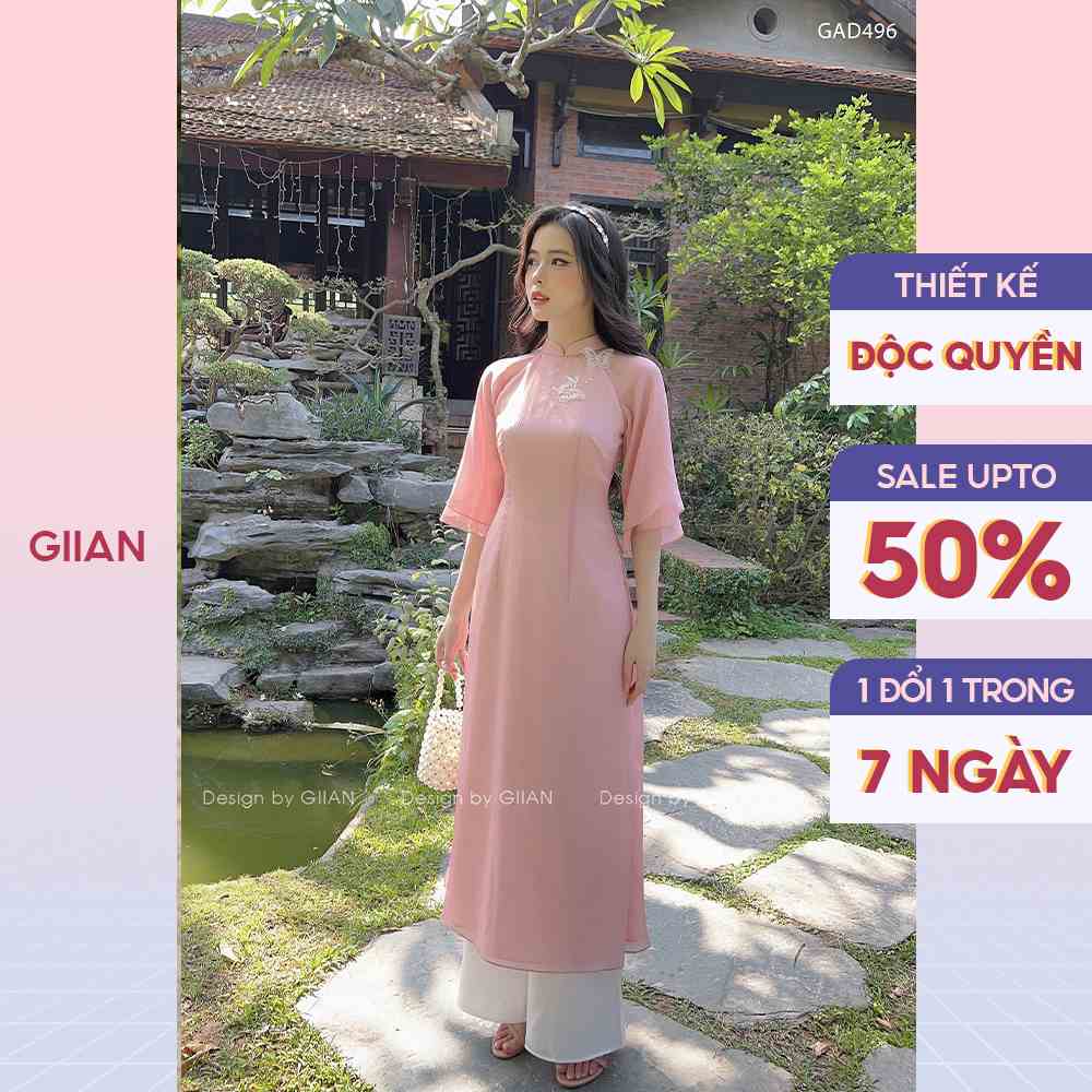 Áo dài cách tân tay loe 4 tà đính họa tiết Hồ Điệp chính hãng Giian - GAD496