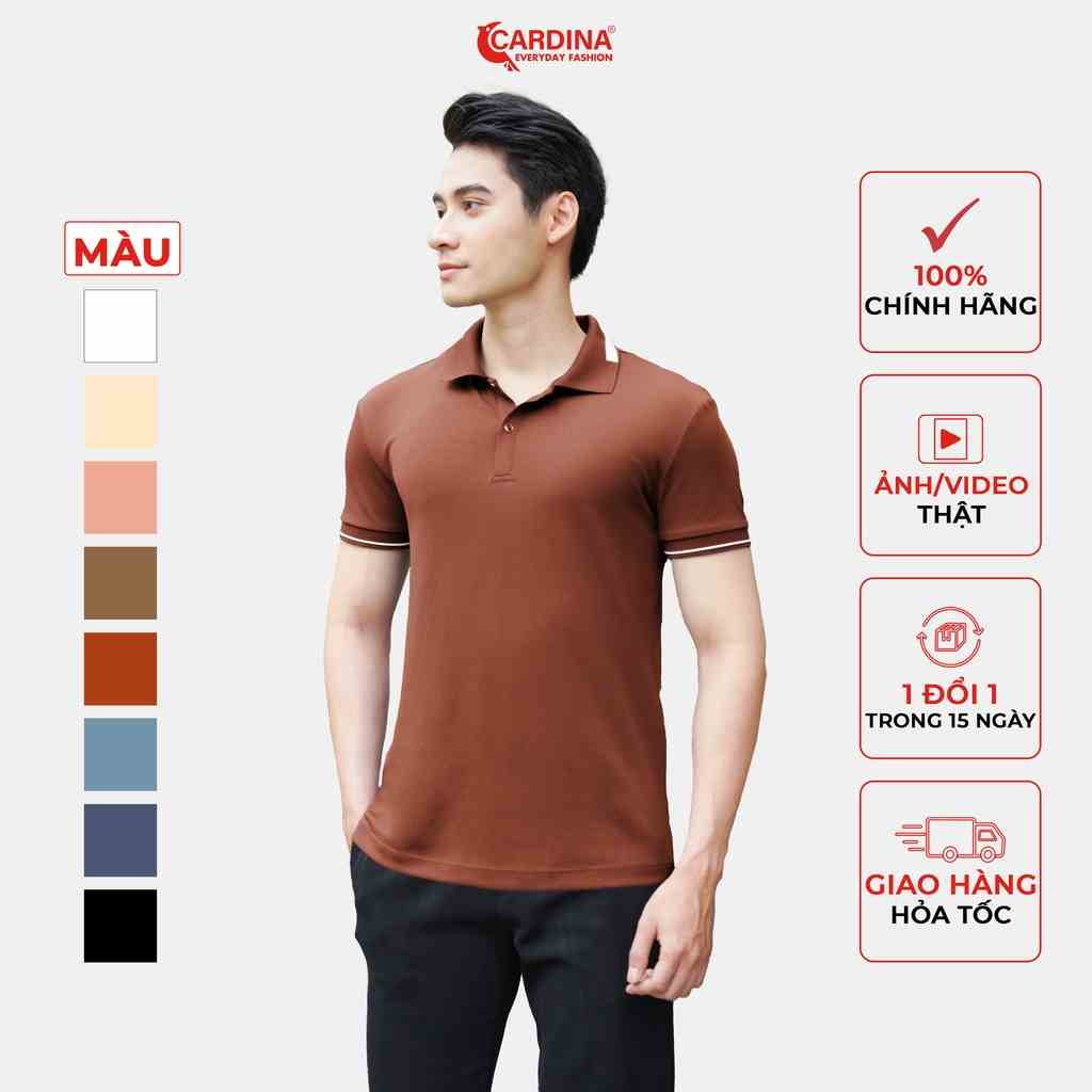 Áo Polo Nam 𝐂𝐀𝐑𝐃𝐈𝐍𝐀 Chất Cotton TC Cao Cấp Áo Thun Cổ Bẻ Cộc Tay Mềm Mại Siêu Mát 3APM02