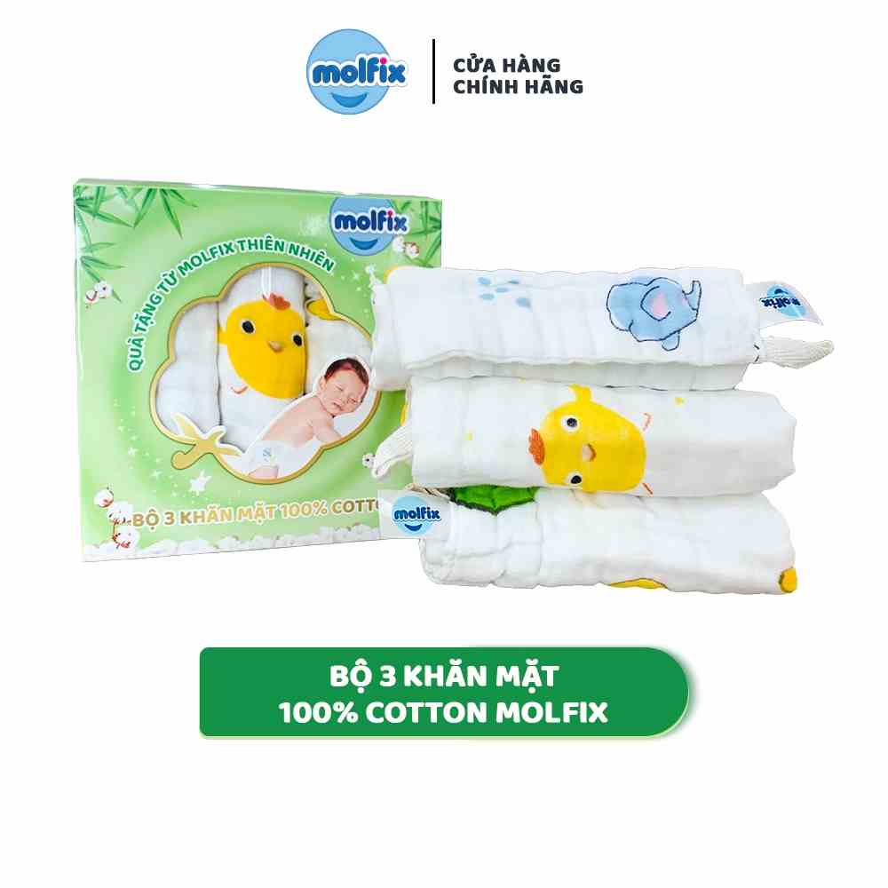 [HÀNG TẶNG KHÔNG BÁN] Bộ 3 khăn mặt 100% cotton MOLFIX