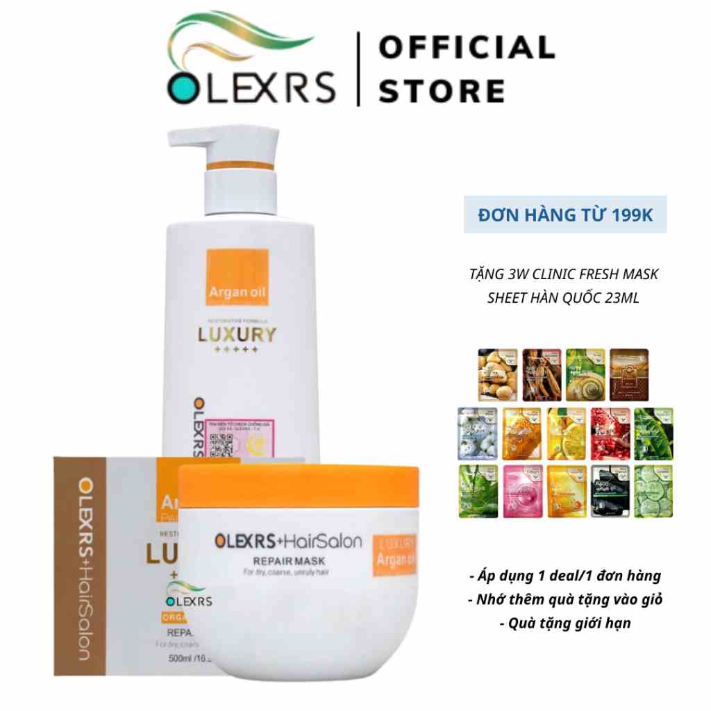 Combo Dầu Gội Olexrs Luxury 500ml + Ủ Tóc Olexrs Luxury 500ml Chính Hãng (Luxury)