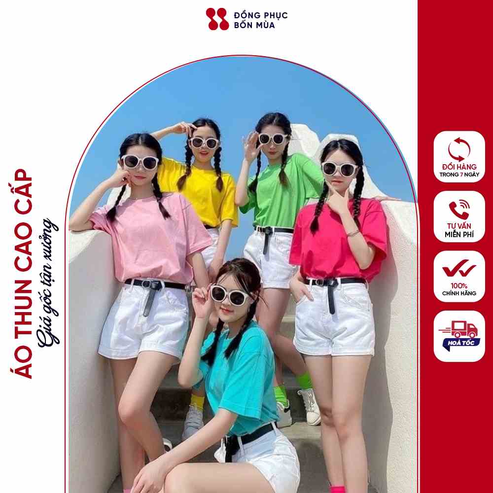 Áo Thun Nam Nữ TRƠN UNISEX form rộng tay lỡ - Áo Phông Trơn Tay Lỡ mềm mịn mặc nhóm, teambuilding, đồng phục