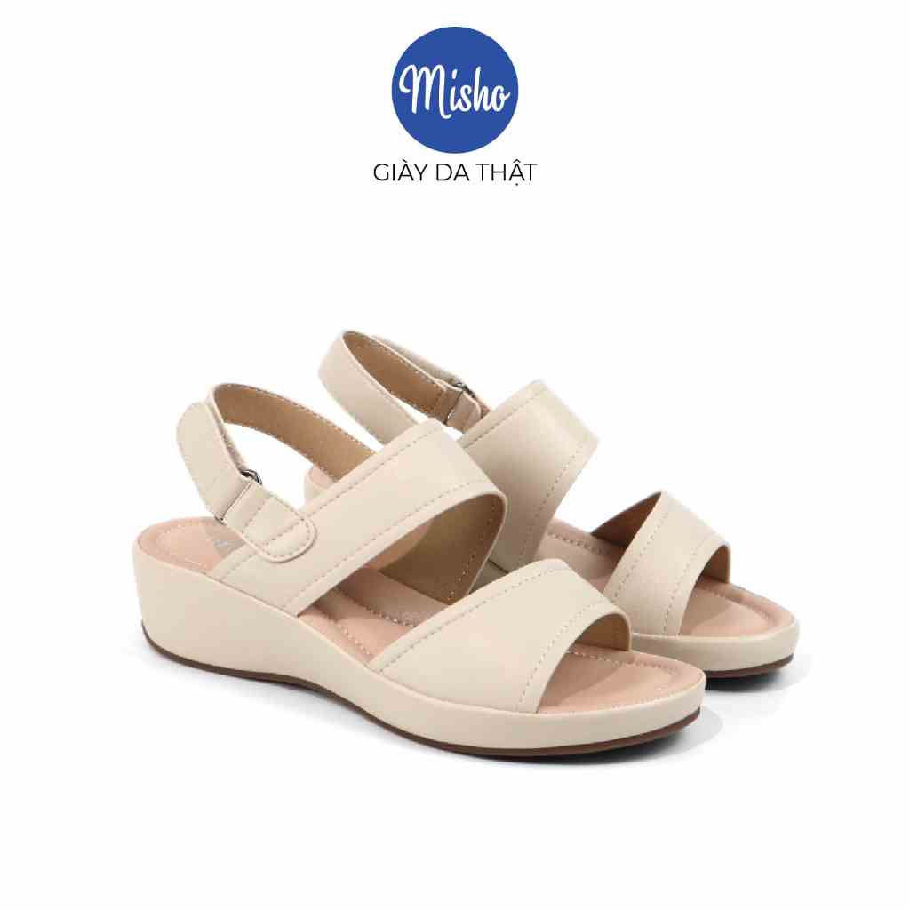 Giày Sandal Đế Xuồng Nữ Misho Quai Ngang Đế Cao 4.5cm Êm Chân 1104