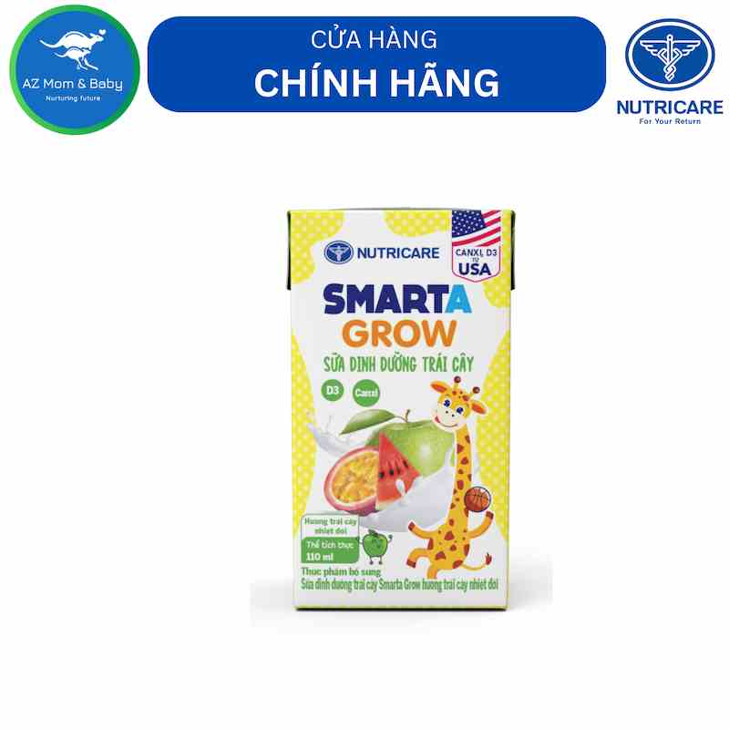 [Mã BMLTA35 giảm đến 35K đơn 99K] Thùng sữa Nutricare Smarta Grow hương Trái cây nhiệt đới (110ml x 48 hộp)