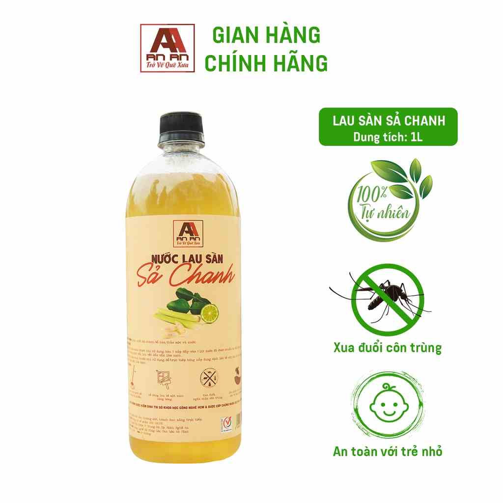 Nước Lau Sàn Nhà Hữu Cơ AN AN 1000 ml hương Sả Chanh Đuổi Muỗi Khử Mùi hiệu quả.