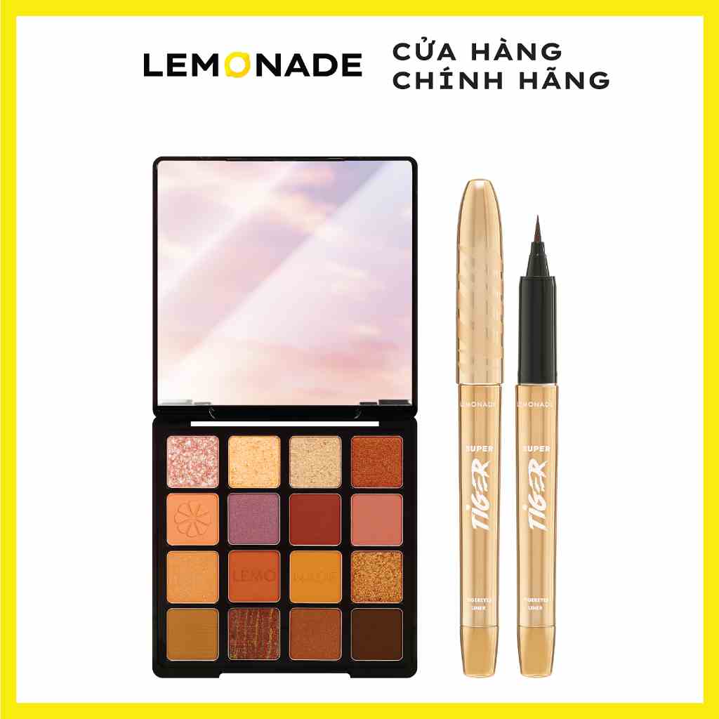 Combo Lemonade Bảng phấn mắt Aesthetic Eyeshadow Palette và Bút kẻ mắt Micro Eyeliner SuperTiger (20,8g & 1g)