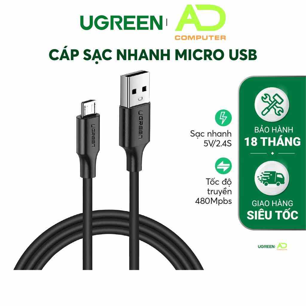 Cáp sạc và truyền dữ liệu Ugreen US289 cổng Micro USB 2.4A - Hàng phân phối chính hãng - Bảo hành 18 tháng