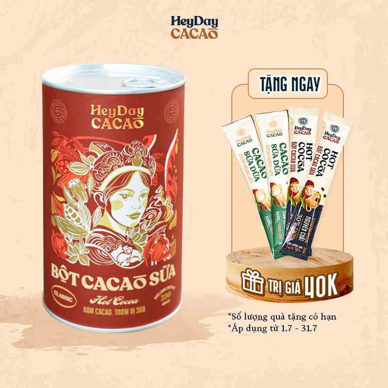 [Mã BMLTA35 giảm đến 35K đơn 99K] Bột cacao sữa Classic - Đậm cacao, thơm vị sữa – Lon 350g - Heyday Cacao