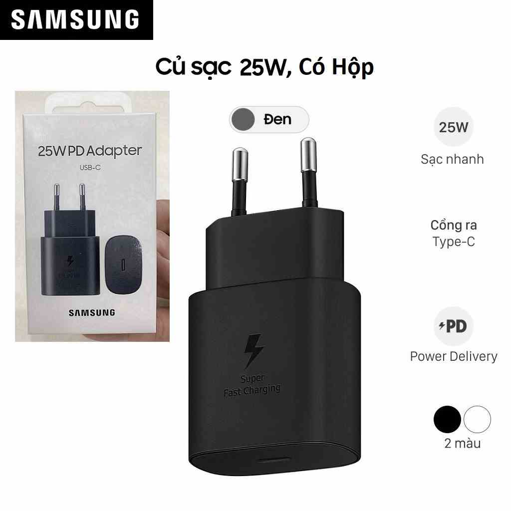 Củ sạc nhanh Samsung 25W EP-TA800 (Có hộp, Không kèm cáp) - Hàng Chính Hãng