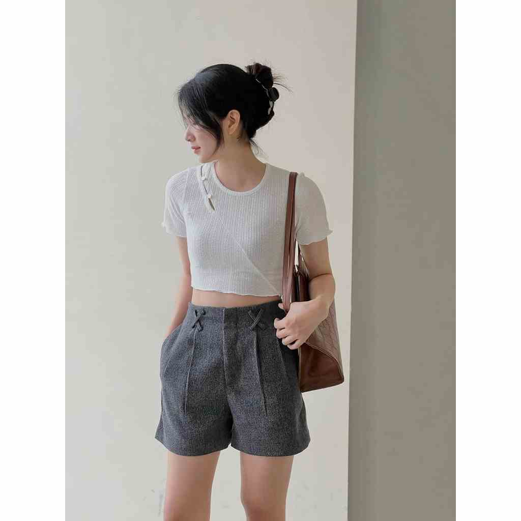 [Mã BMLTA35 giảm đến 35K đơn 99K] Áo croptop thun nút chéo ngực thời trang GAGO màu trắng GA3996 GA4165