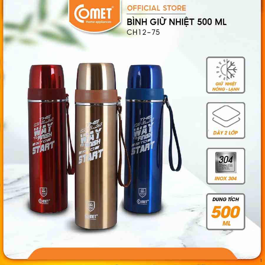 [LIFEMC11M2ADP -12% đơn 250K] Bình giữ nhiệt COMET CH12-75 (500ml)