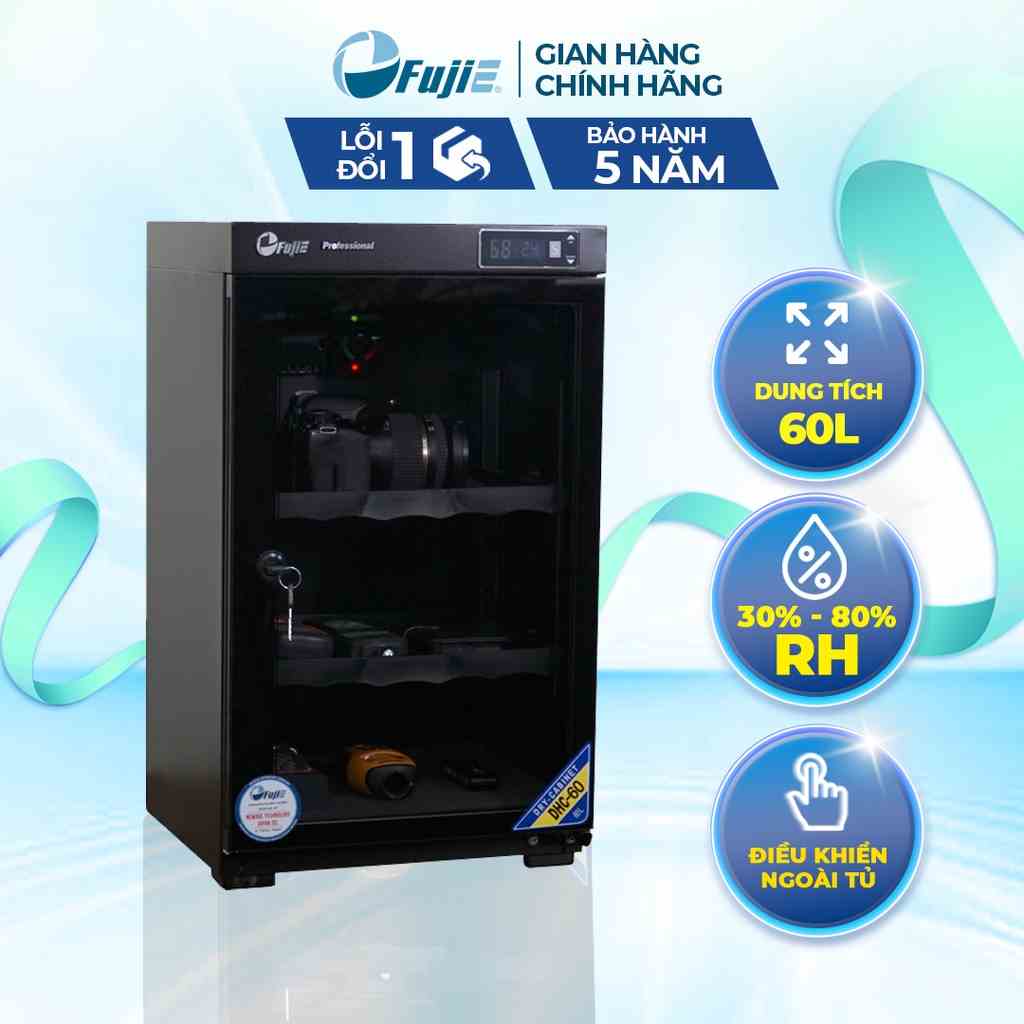 Tủ chống ẩm máy ảnh FujiE DHC60 tủ chống ẩm dung tích 60 lít nhập khẩu chính hãng công nghệ Nhật Bản