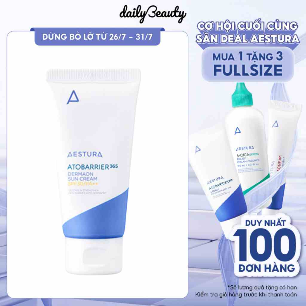 Kem Chống Nắng Bảo Vệ Da Aestura Atobarrier365 Dermaon Sun Cream 50ml Daily Beauty Official