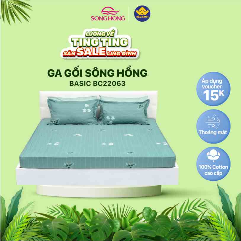 Bộ ga gối Sông Hồng Basic cotton BC22063